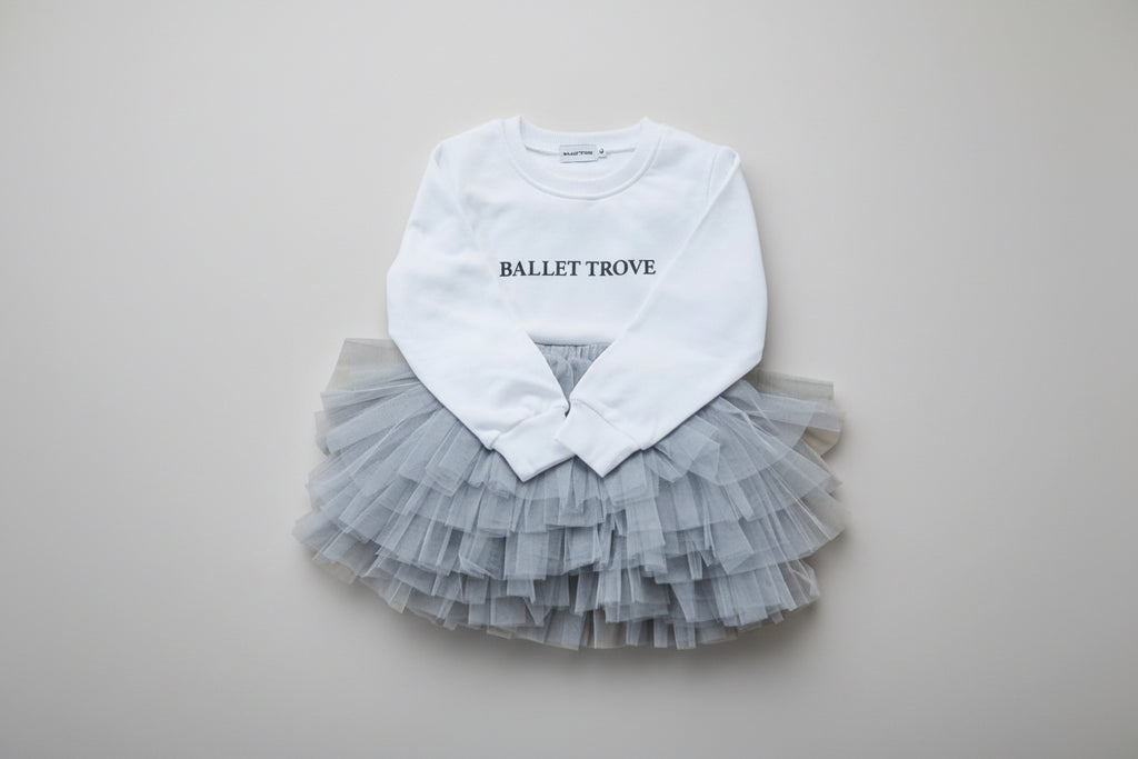 Layered Tulle Skirt - Grey
