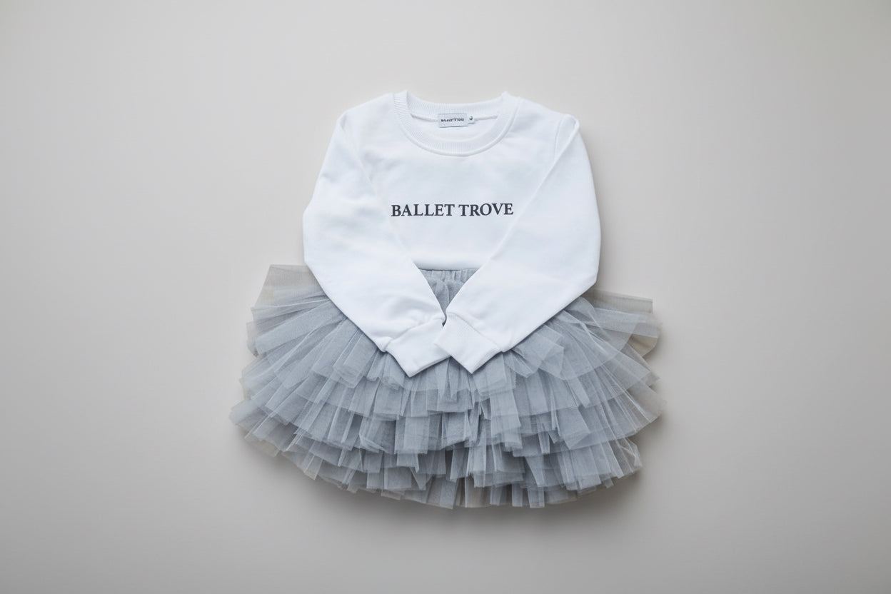 Layered Tulle Skirt - Grey